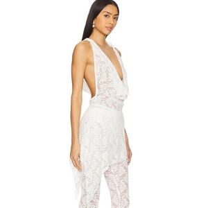 NWT Superdown top colson lace plunge neckline backless hoodie white lace